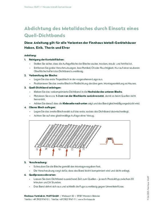 Abdichtung des Metalldaches